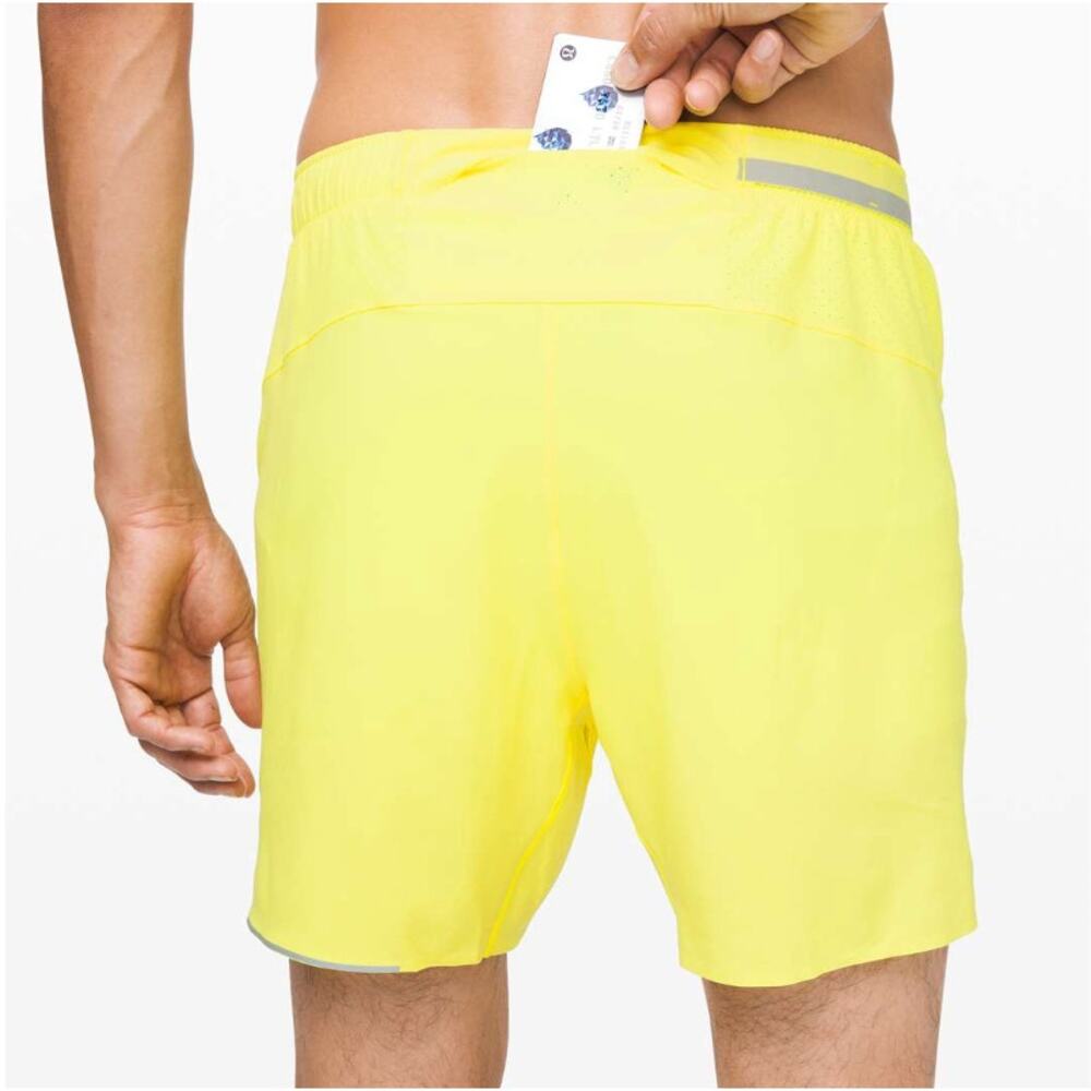 Lululemon Surge Short 6" Liner Solar Yellow Men L Excellent Cond